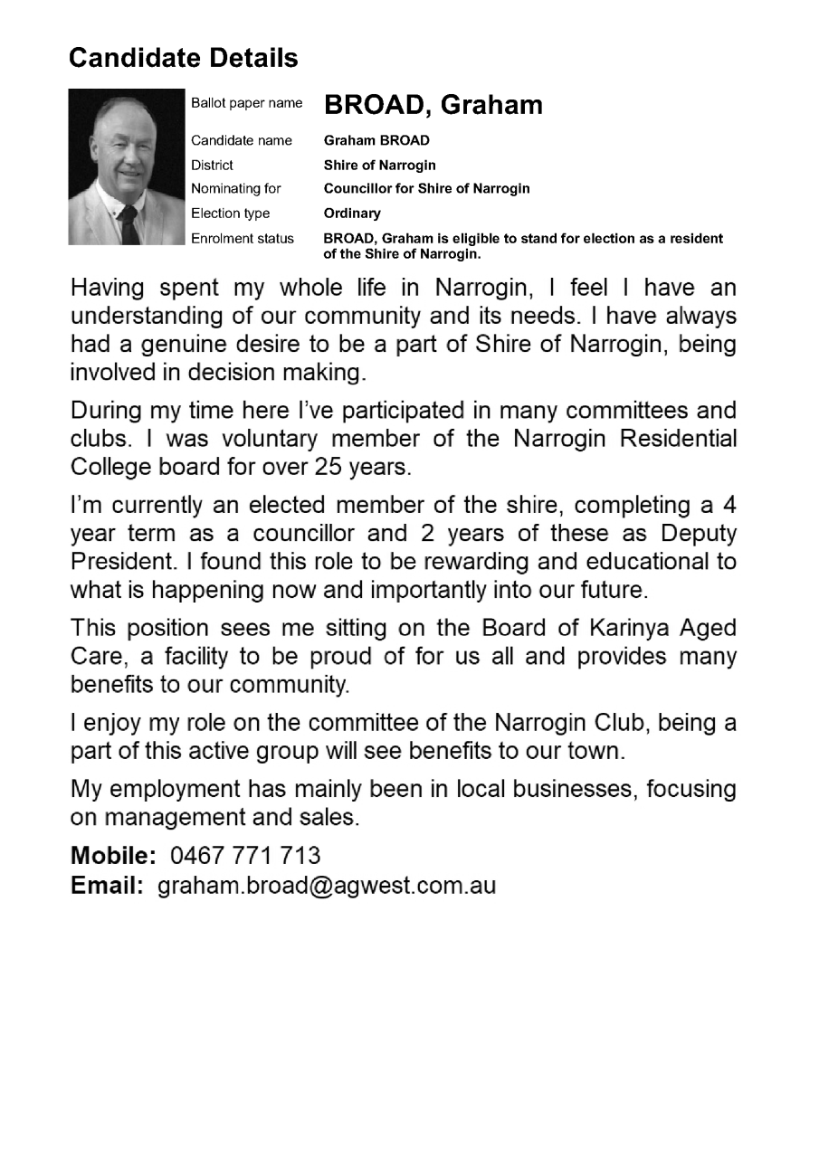 News Story Candidate Information Shire Of Narrogin 2023 Local News Story Candidate Information Shire Of Narrogin 2023 Local