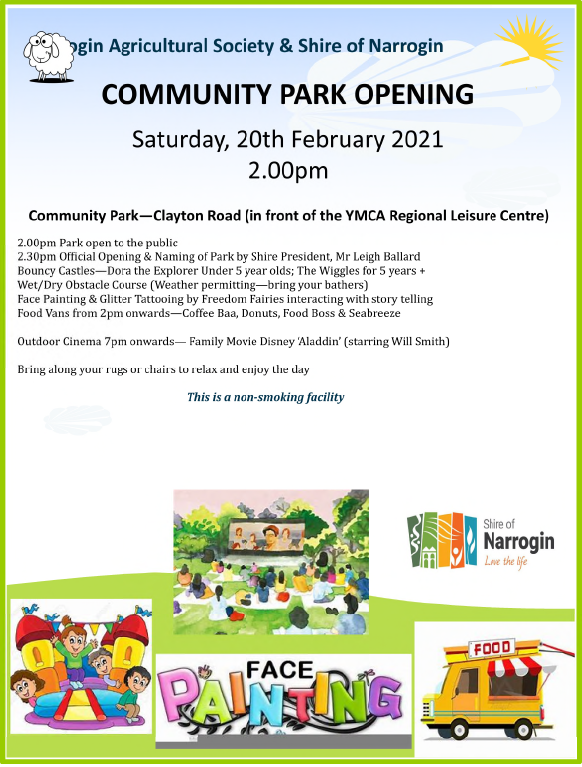 Flyer for community park opening