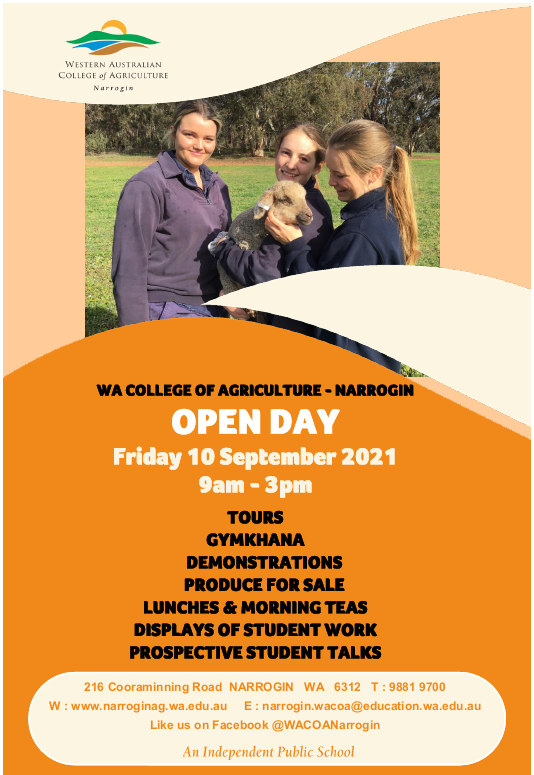 WA College of Agriculture Narrogin Open Day flyer