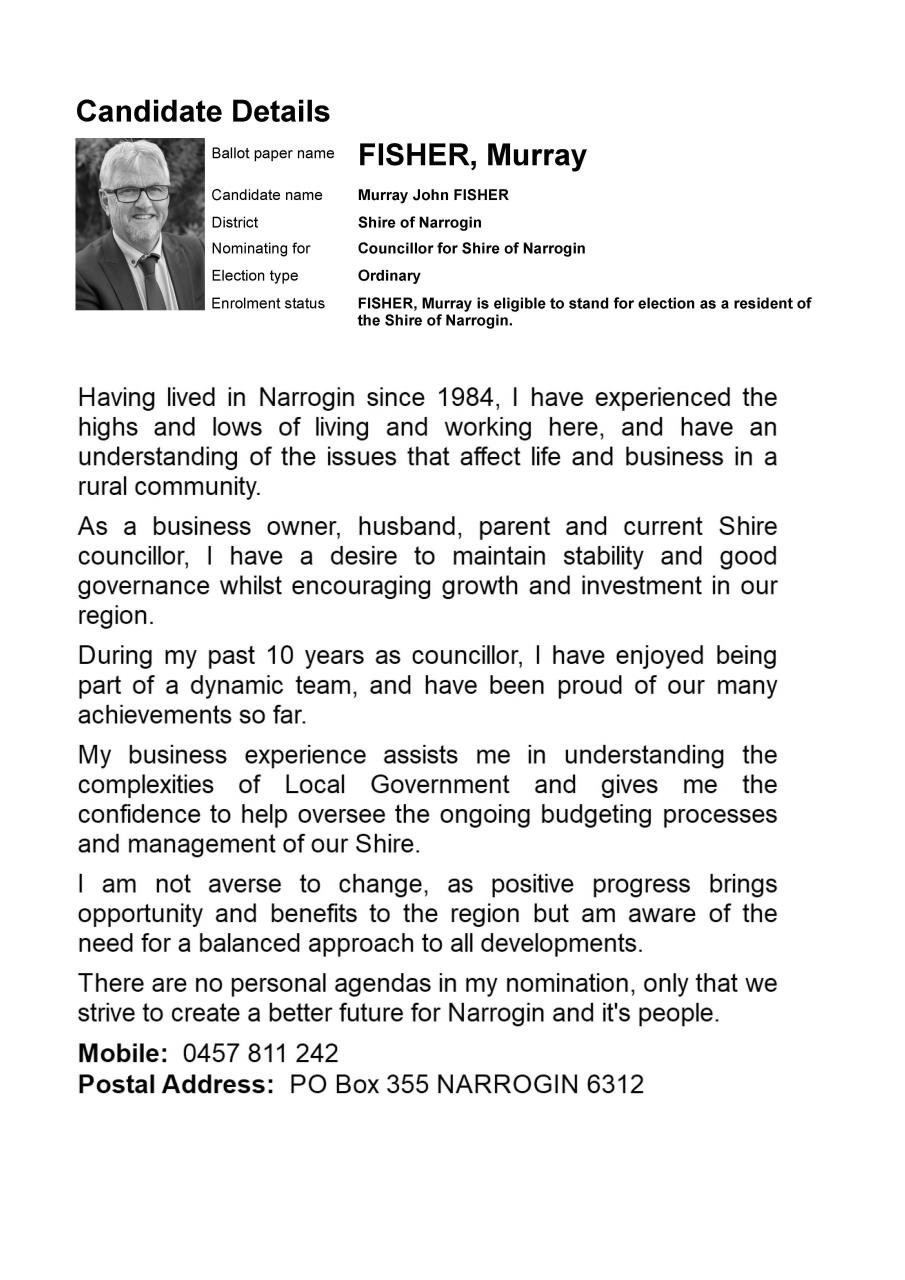 Candidate Details - FISHER Murray