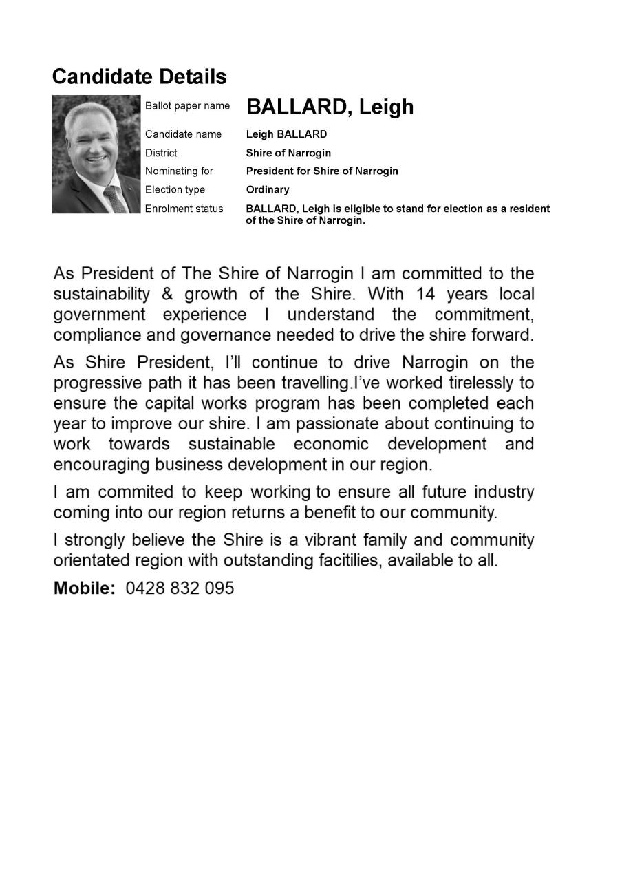 Candidate Details - BALLARD Leigh