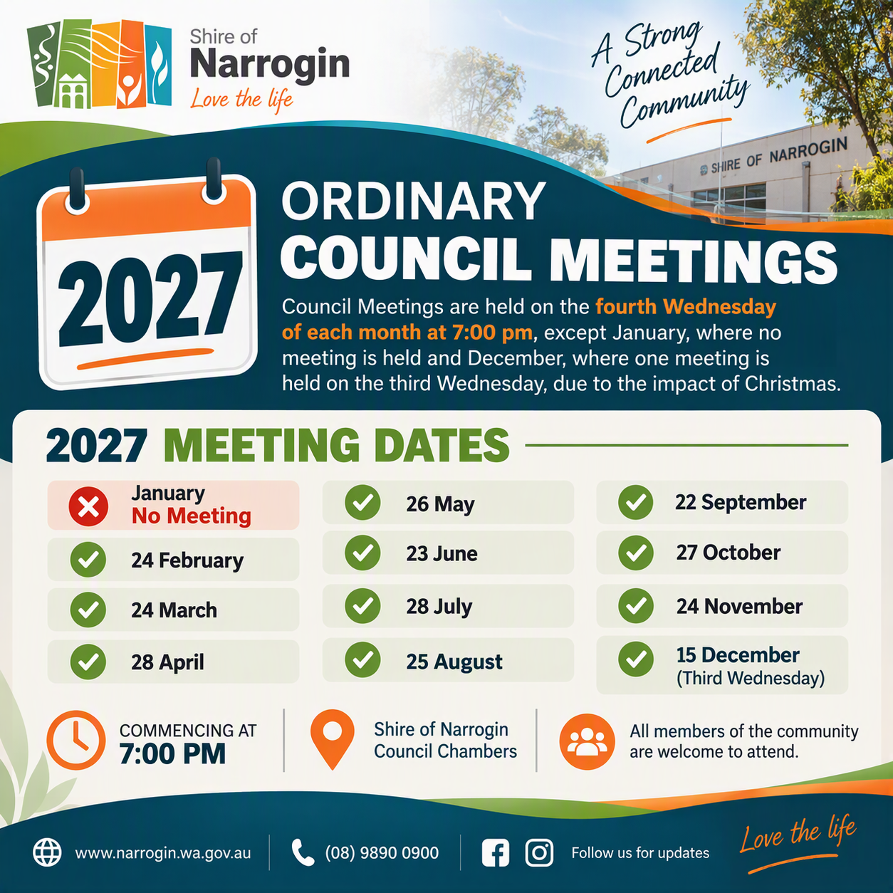 2027 Ordinary Council Meeting Dates