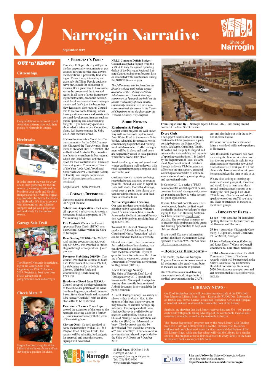 Narrogin Narrative Newsletter