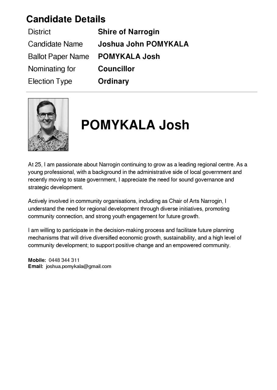 Candidate Information J Pomykala