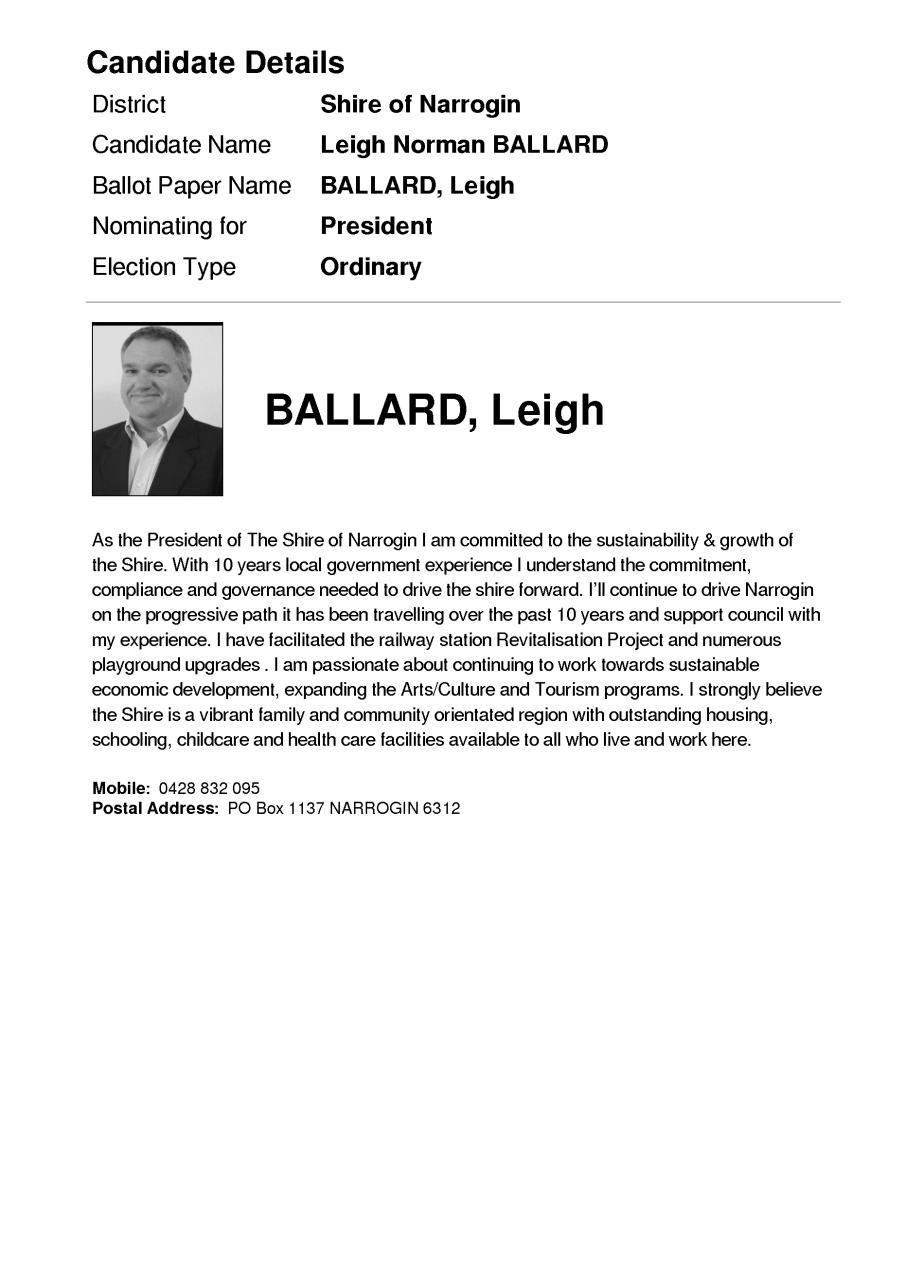 Candidate Details Leigh Ballard President