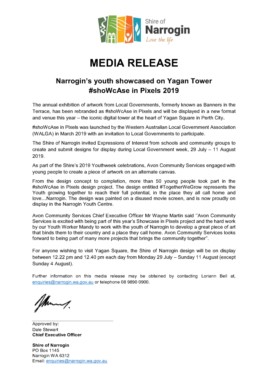 Media Release Youthweek 2019